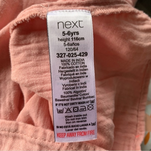 Cotton Gauzy Embroidered Dress Girl’s Size 5/6 in Soft Dusty Rose - Picture 4 of 6